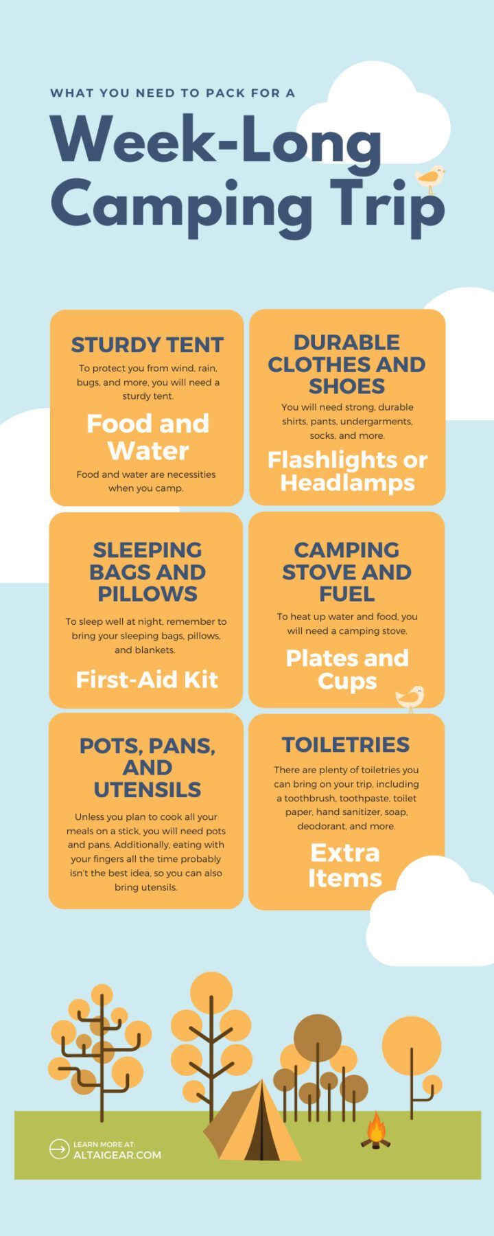 What You Need To Pack for a Week-Long Camping Trip