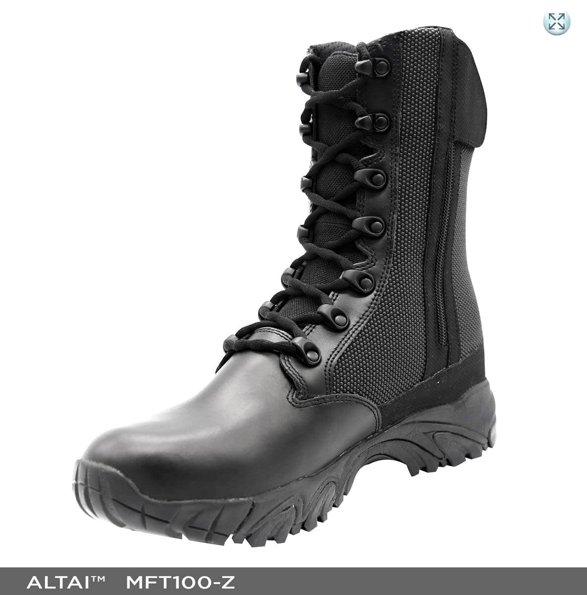 ALTAI OUTLET 8″ Side Zip Black Boots Model: MFT100-Z | ALTAIGear Footwear