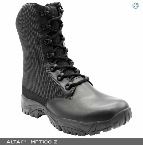ALTAI OUTLET 8″ Side Zip Black Boots Model: MFT100-Z | ALTAIGear Footwear